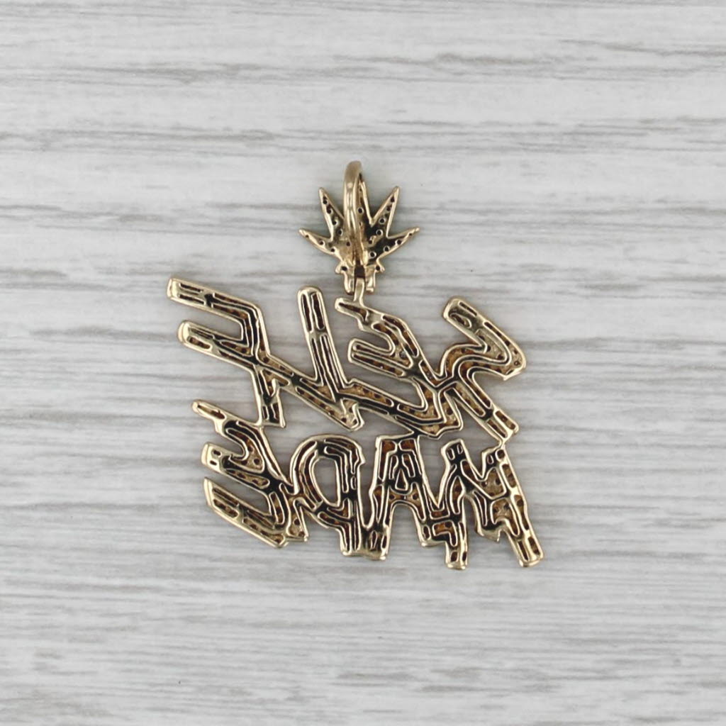 1.05ctw Diamond Self Made Leaf Pendant 10k Yellow Gold Statement