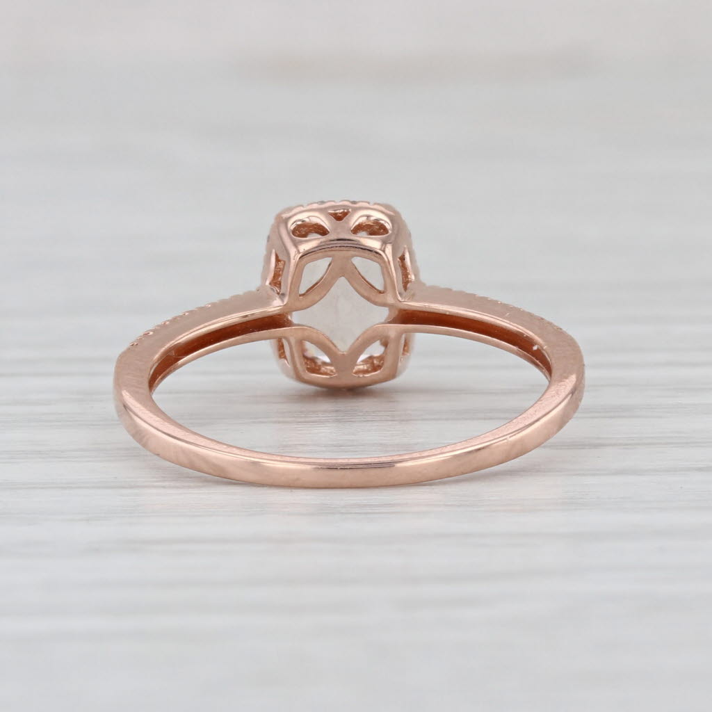 0.81ctw Morganite Diamond Halo Ring 14k Rose Gold Size 7.25 Engagement