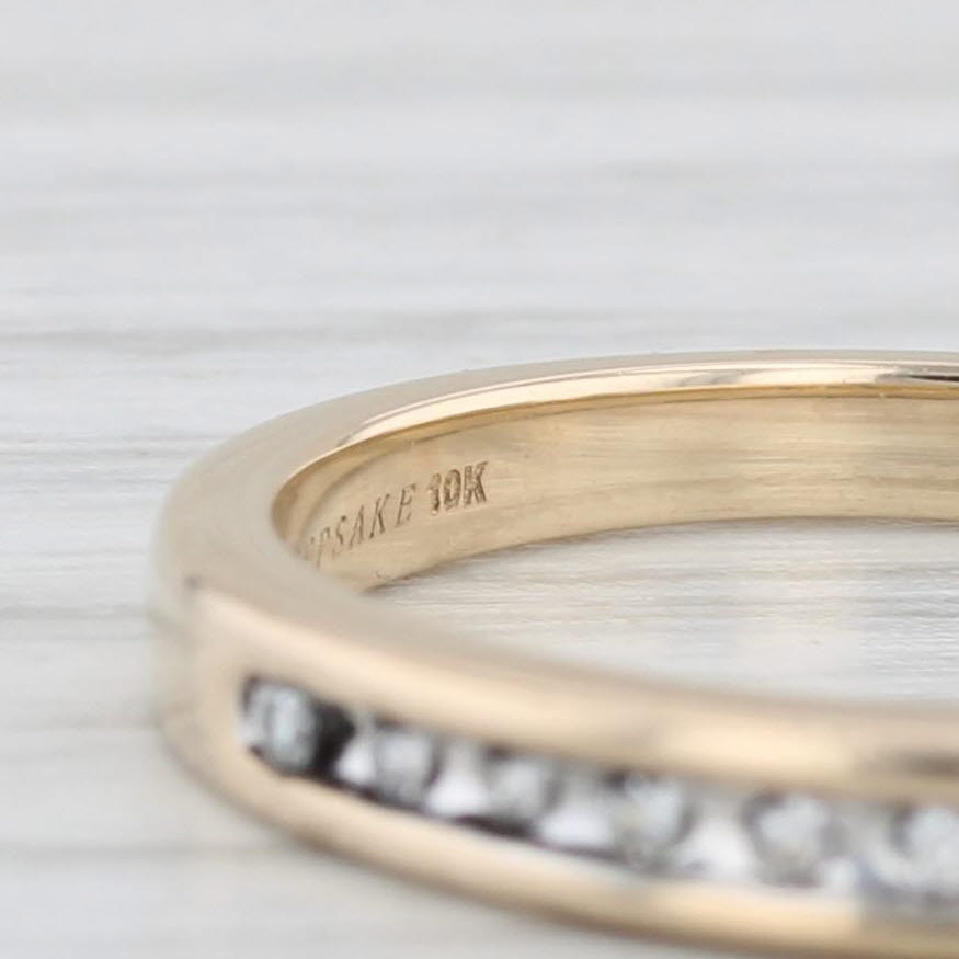 Light Gray Diamond Wedding Band 10k Yellow Gold Stackable Ring Size 7