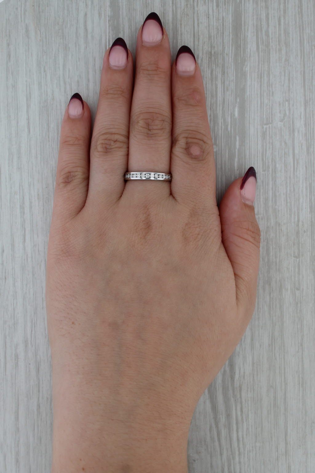 0.40ctw Diamond Wedding Band 10k White Gold Size 8.75 Stackable Anniversary Ring