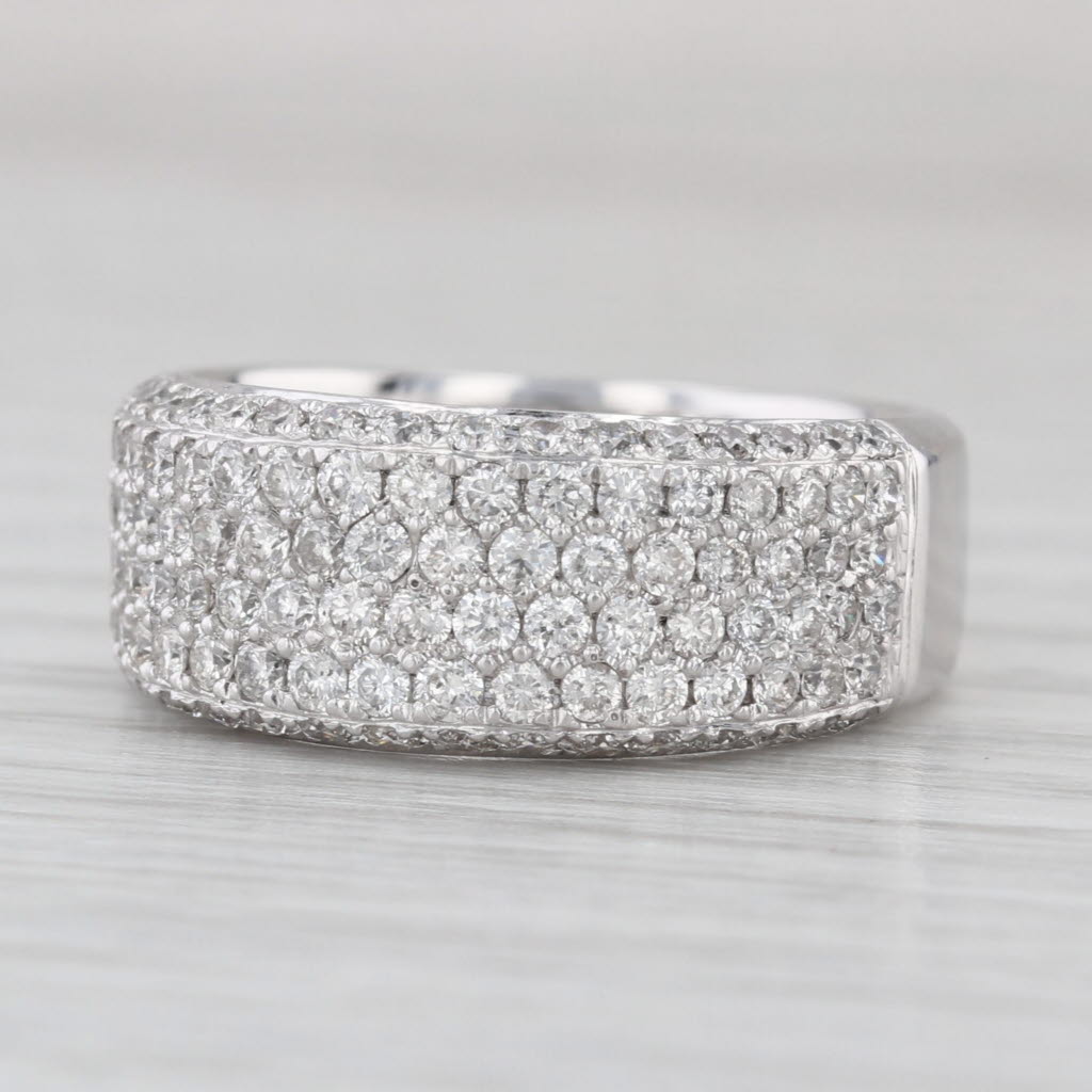 1.20ctw Pave Diamond Ring 14k White Gold Size 7.25 Wedding Anniversary Band