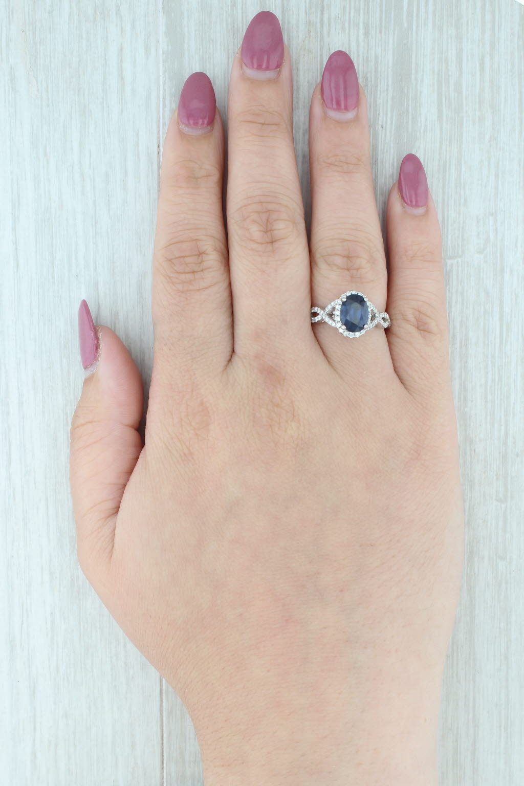 Light Gray New 2.57ctw Oval Sapphire Diamond Halo Engagement Ring 14k White Gold GIA