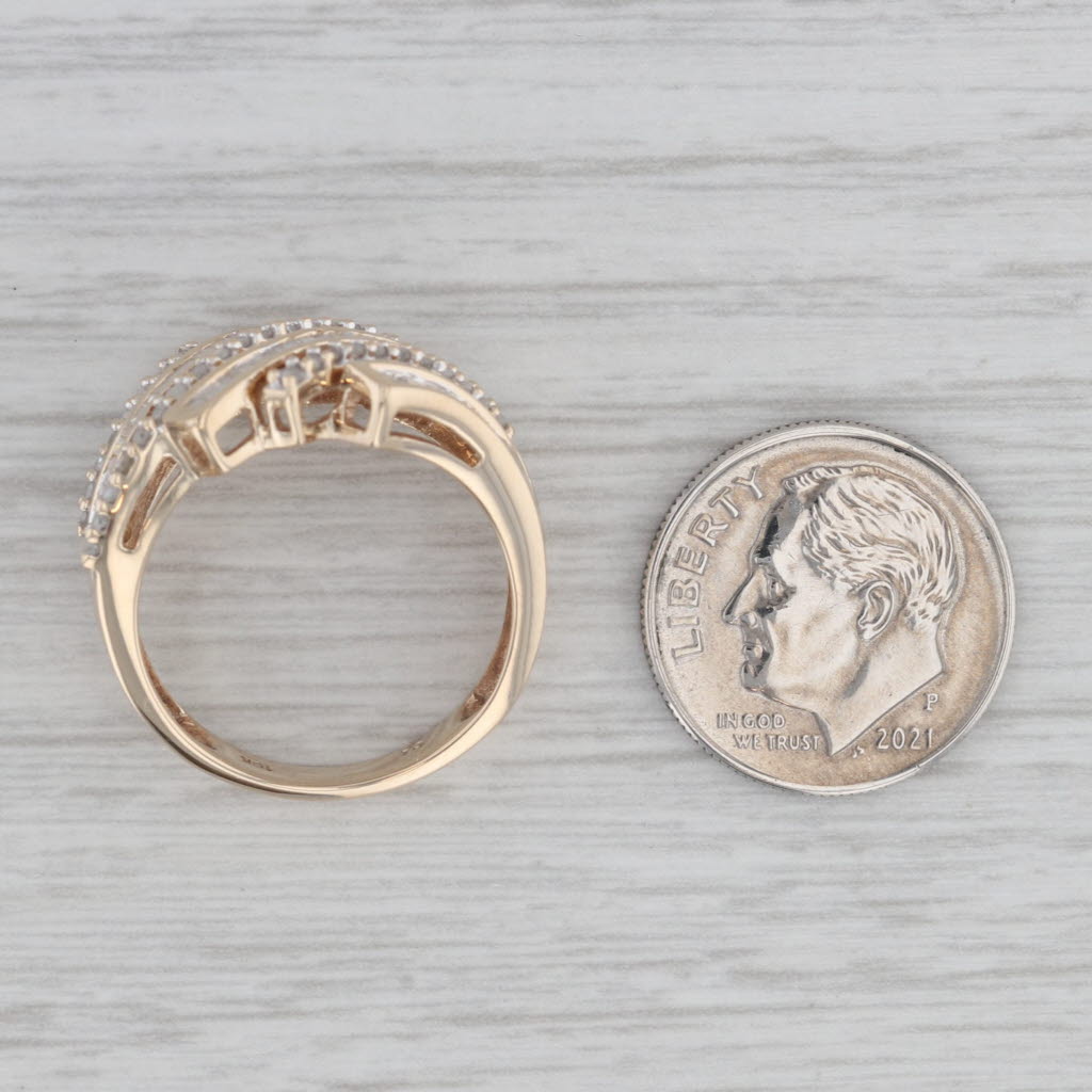 Gray 0.50ctw Diamond Bypass Ring 10k Yellow Gold Size 7.25