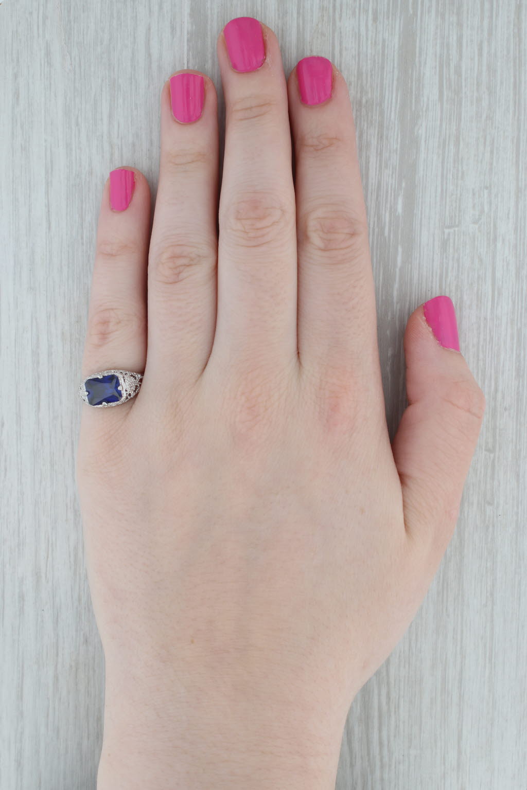 Gray 2.90ct Lab Created Sapphire Solitaire Ring Sterling Silver Size 6 Filigree