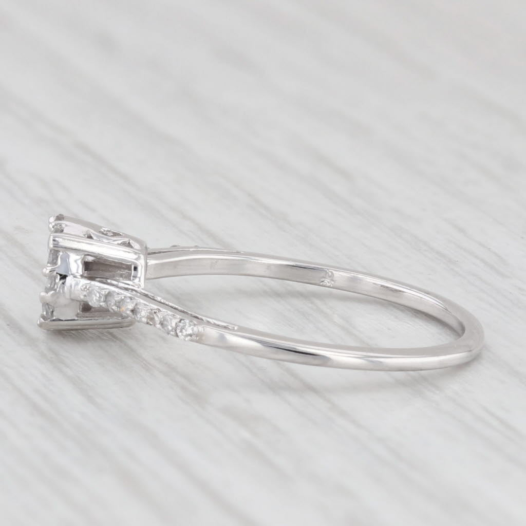 Light Gray 0.24ctw Diamond Cluster Engagement Ring 10k White Gold Size 7.25