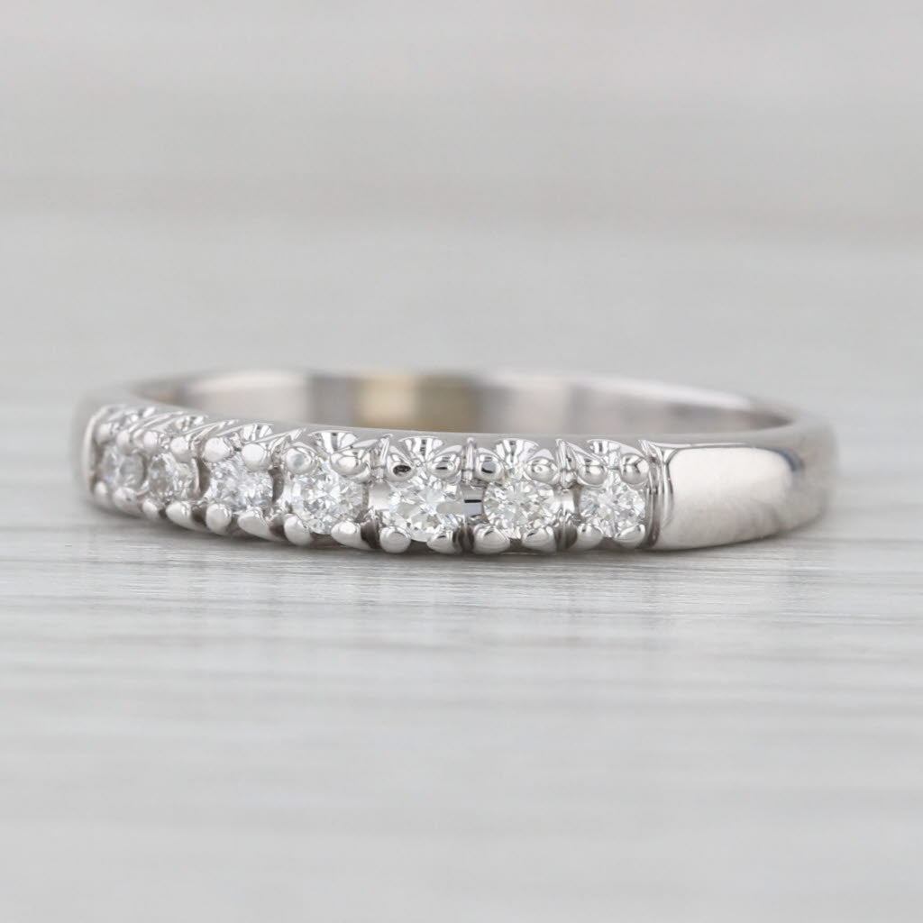 Light Gray 0.18ctw Diamond Wedding Band 14k White Gold Size 8.5 Stackable Anniversary