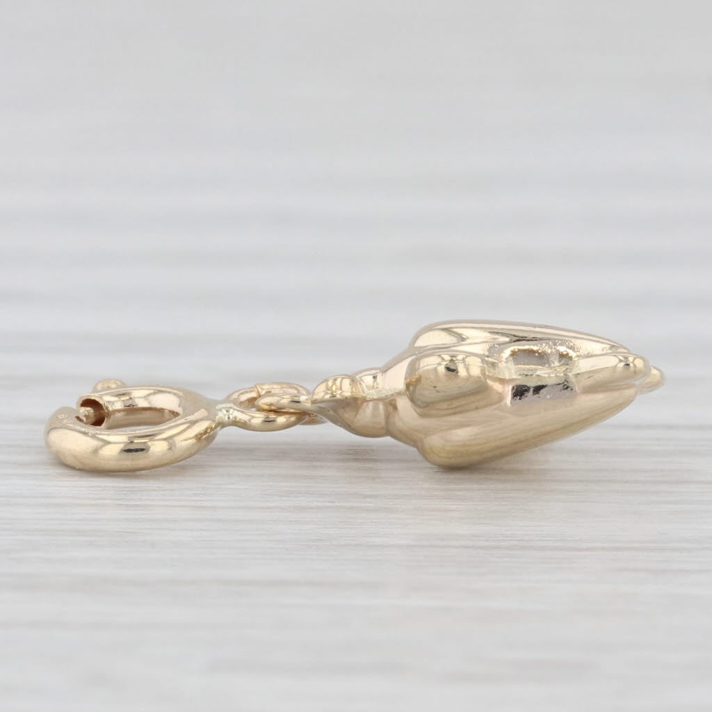 Light Gray Airplane Charm 14k Yellow Gold Pilot Travel Themed Pendant