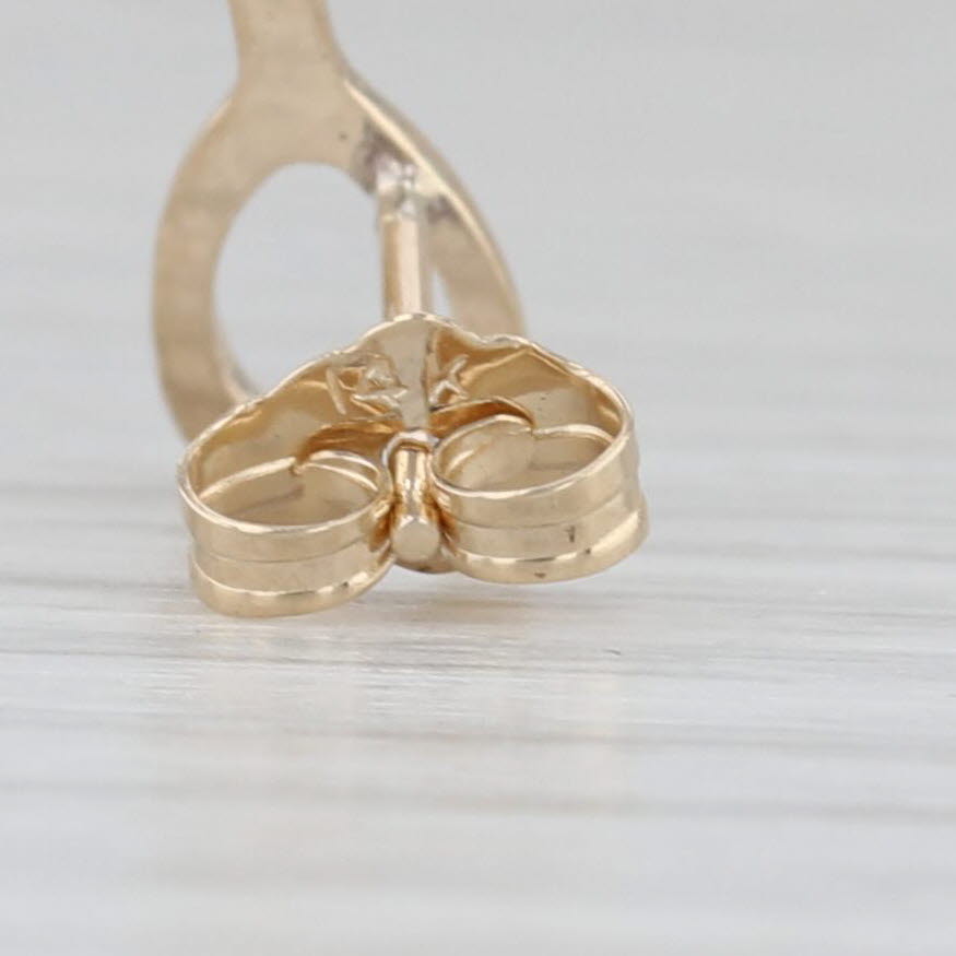 Light Gray Small Wishbone Stud Earrings 14k Yellow Gold