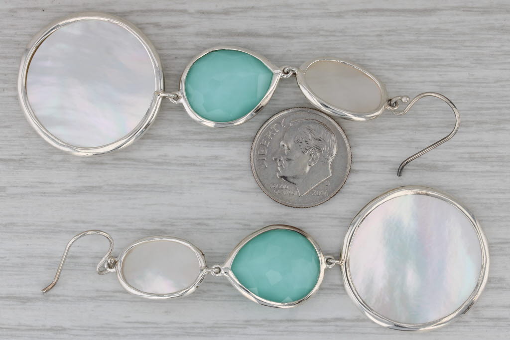 Dark Gray Ippolita Rock Candy Mother of Pearl Turquoise Quartz Earrings Sterling Silver