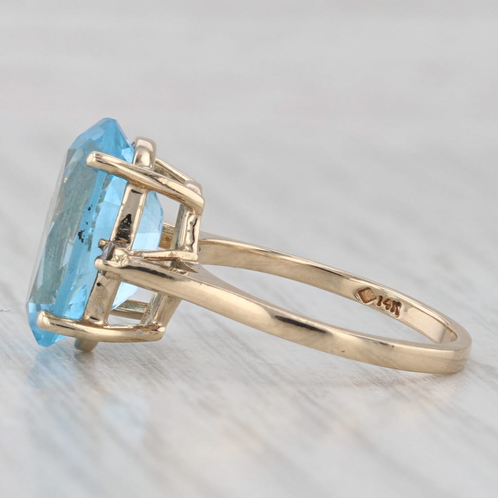 Light Gray 6.90ctw Oval Blue Topaz Diamond Ring 14k Yellow Gold Size 6.25