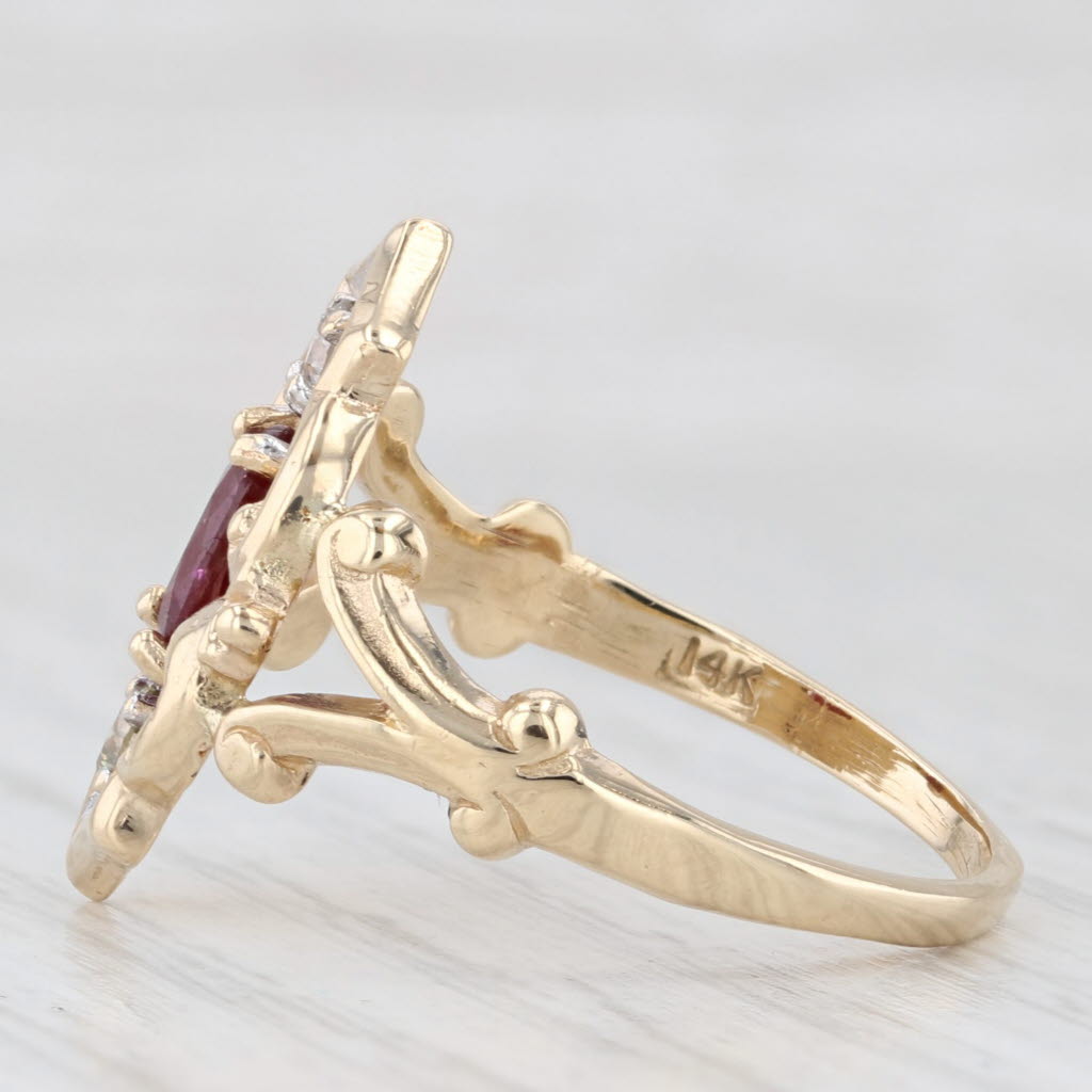 Light Gray Vintage 1ctw Ruby Diamond Ring 14k Yellow Gold Size 8.5