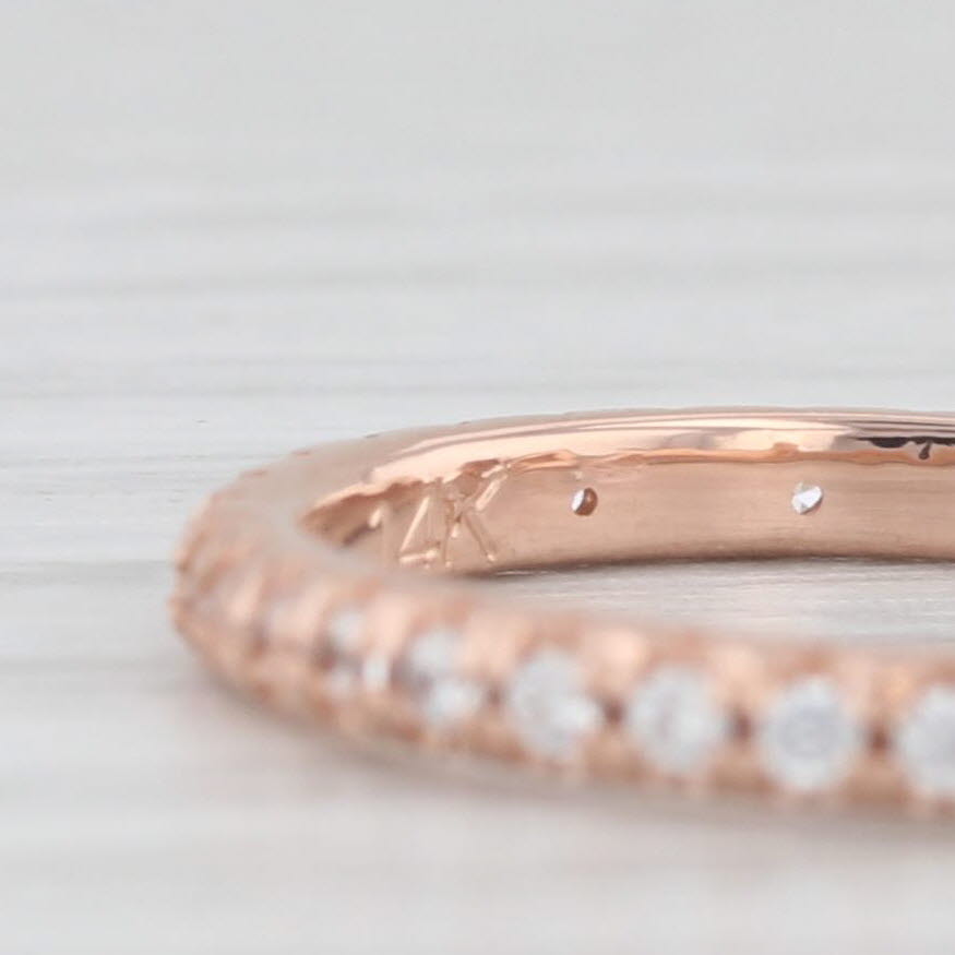 Light Gray 0.16ctw Cubic Zirconia Wedding Band 14k Rose Gold Size 4.25 Ring Stackable