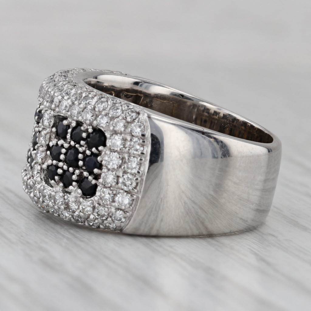 Gray 2.30ctw Pave Diamond Sapphire Cluster Ring 18k White Gold Size 8.5