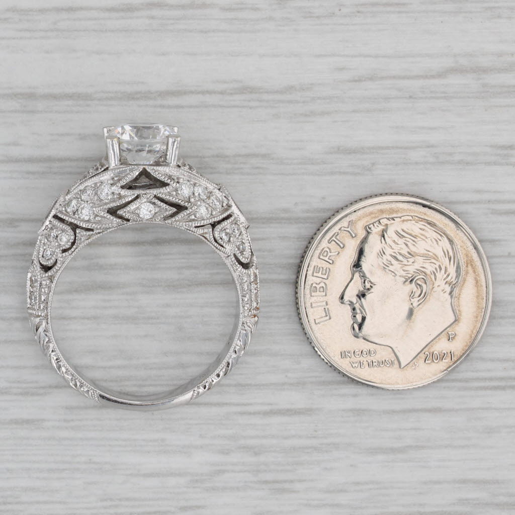 Gray New Beverley K Round Diamond Semi Mount Engagement Ring 18k White Gold Size 6.25