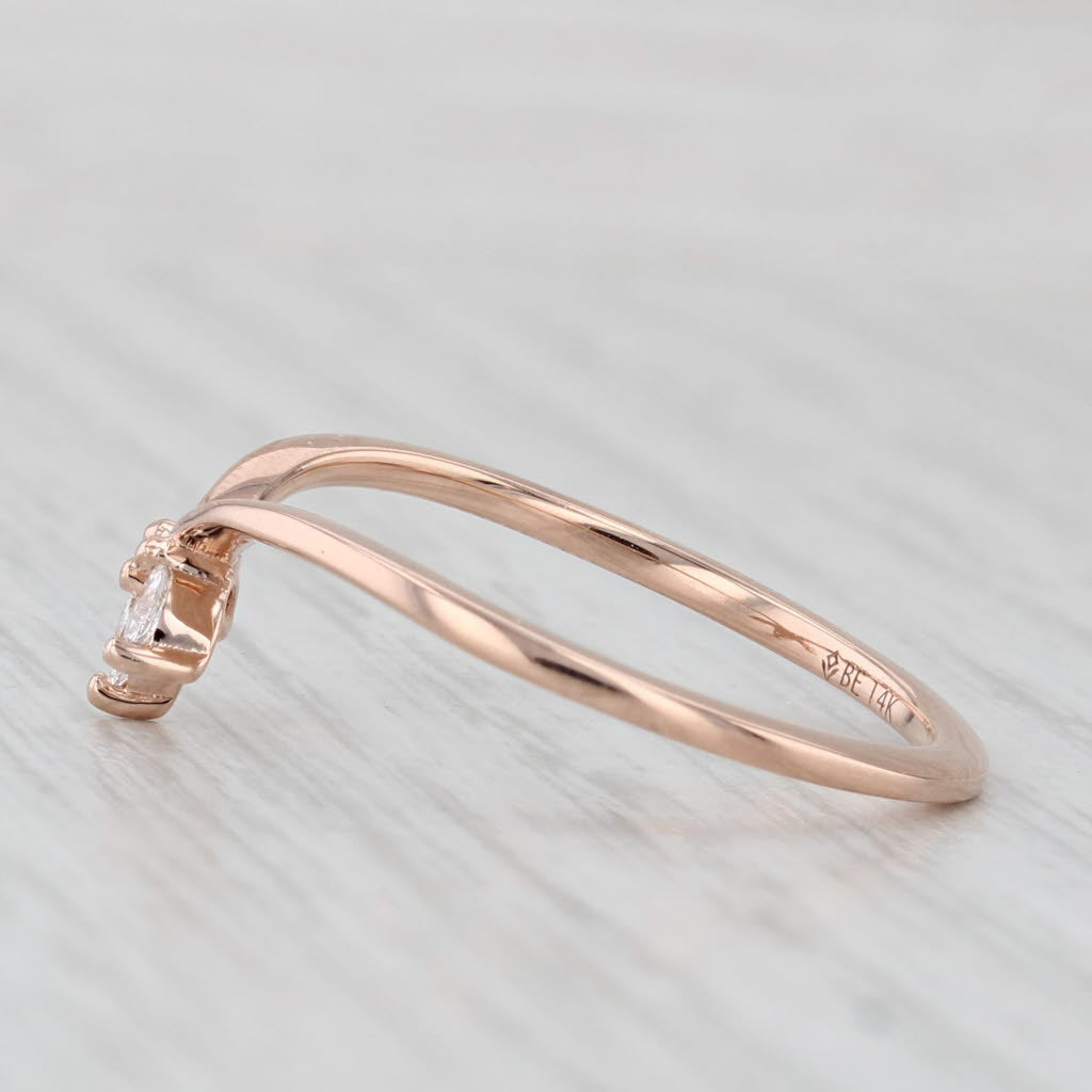 Light Gray Brilliant Earth Abelia Diamond 3-Stone Contoured Ring 14k Rose Gold Bridal