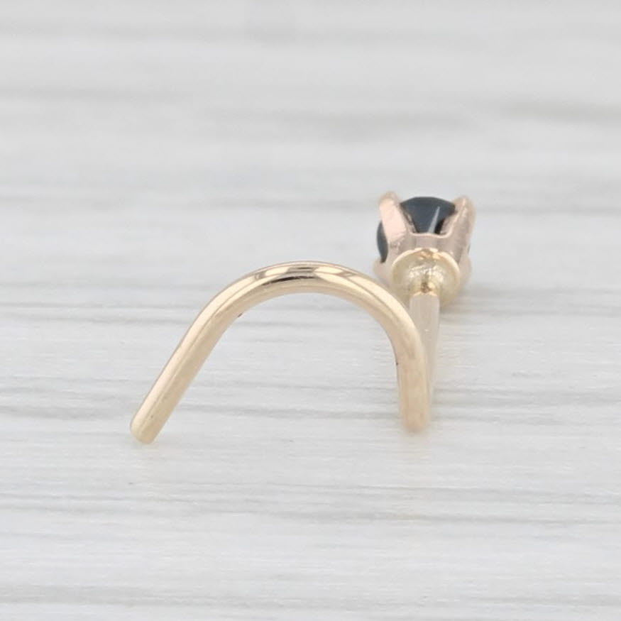 Light Gray New Black Diamond Solitaire Nose Stud Piercing 14k Yellow Gold