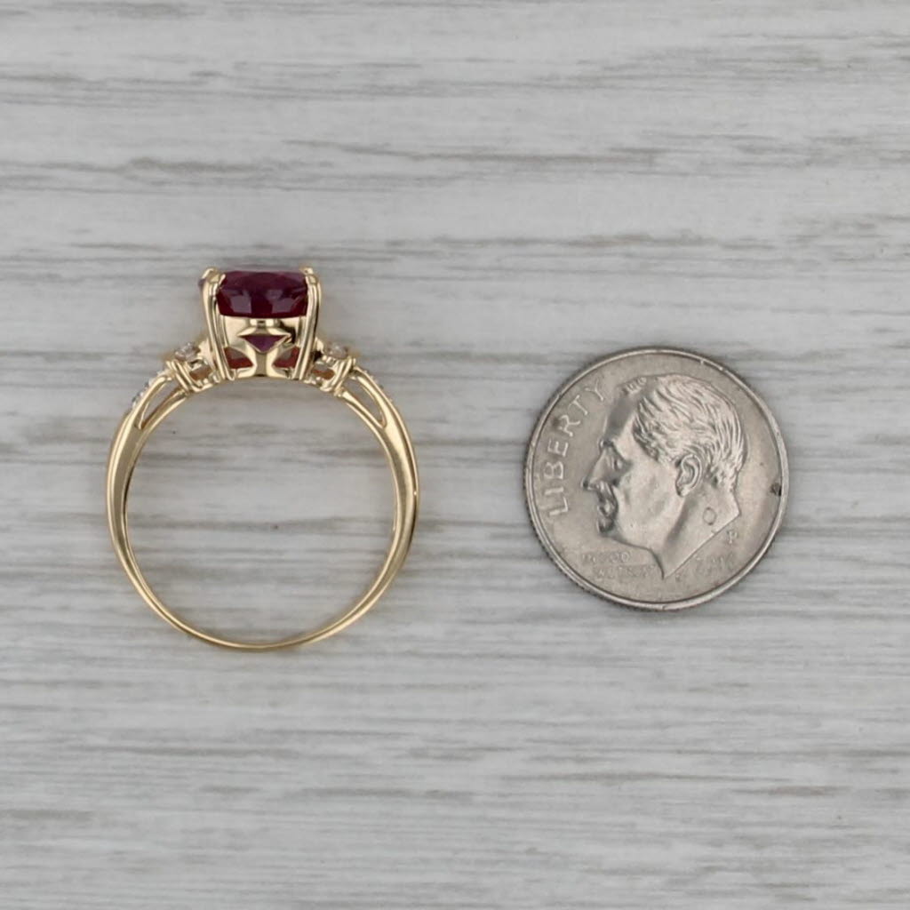 4.14ctw Oval Ruby Diamond Ring 18k Yellow Gold Size 7.75