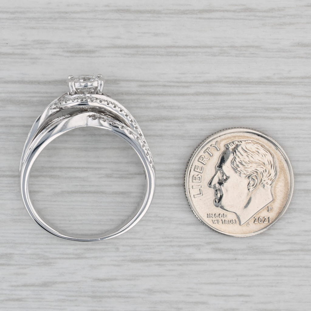 Gray 0.88ctw Round Diamond Engagement Ring 14k White Gold Size 8.25