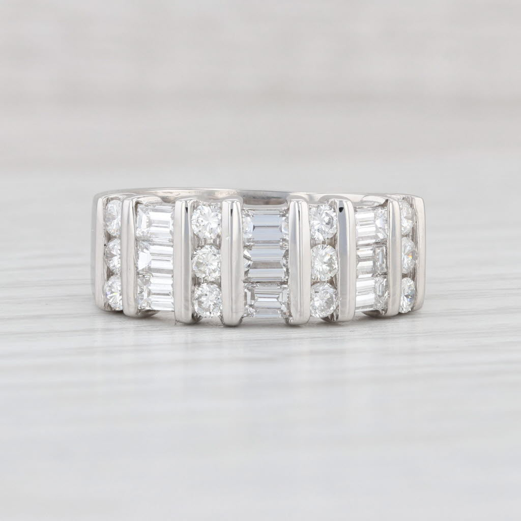 1.50ctw Round Baguette Diamond Band Platinum Size 6.75 Ring
