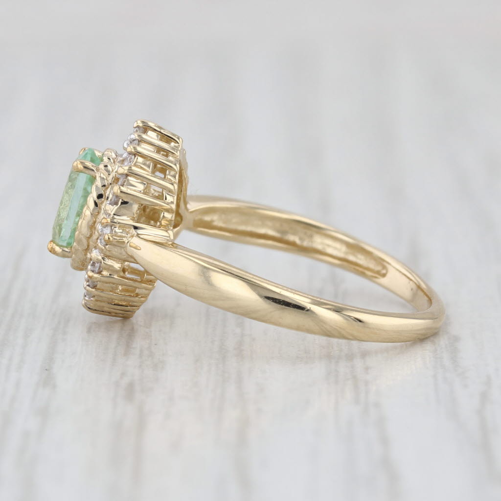 1.02ctw Green Tourmaline Diamond Halo Ring 14k Yellow Gold Size 7 Engagement