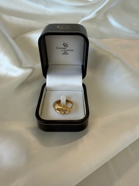 Rosy Brown Carrera Y Carrera Panther Ring Diamond 18k Yellow Gold Size 6.25 Box