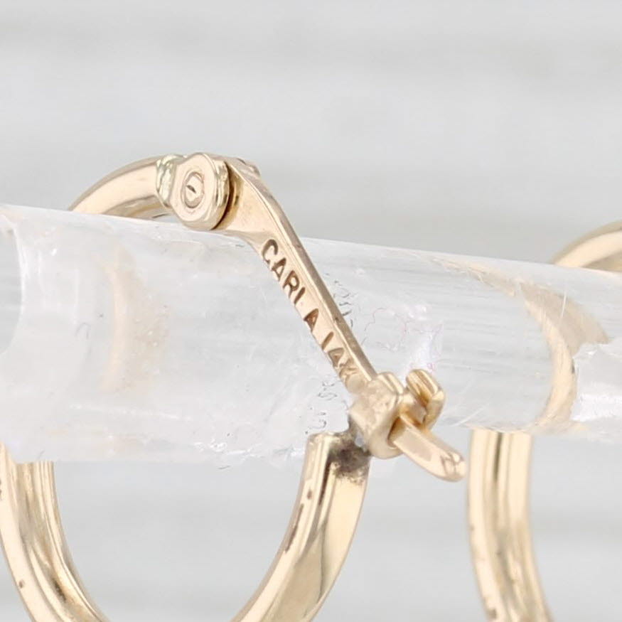 Light Gray Small Hoop Earrings 14k Yellow Gold Snap Top Round Hoops