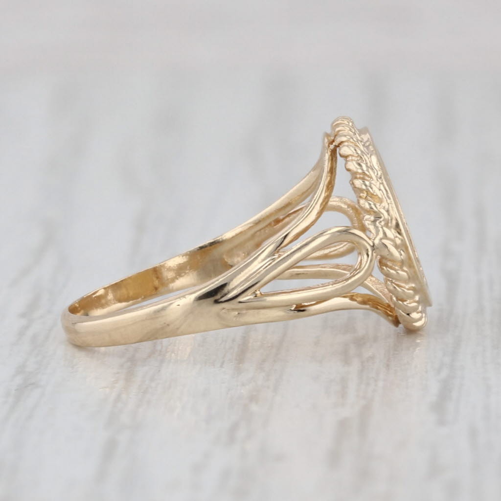 Chinese Panda Coin Copy Ring 10k Yellow Gold Size 6.25 Signet