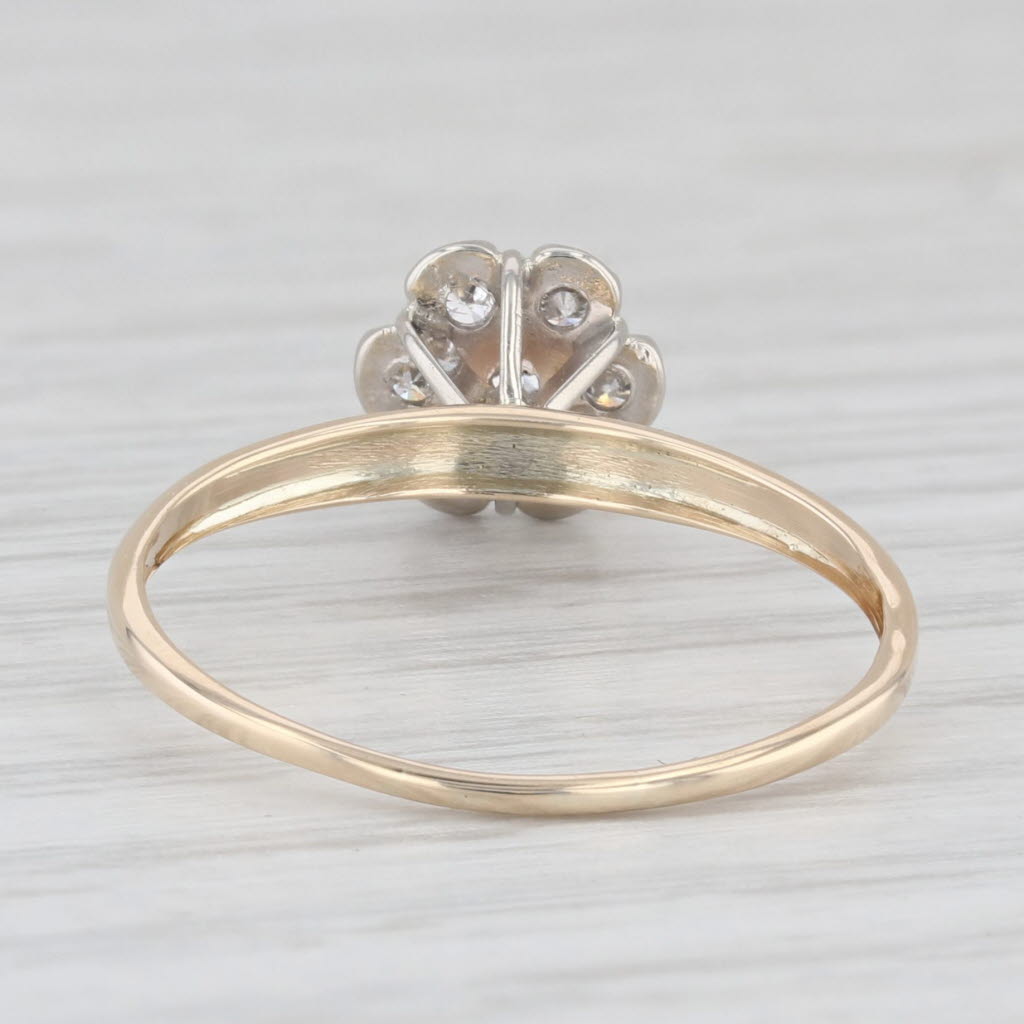 Light Gray 0.15ctw Diamond Cluster Vintage Engagement Ring 10k Gold Size 8