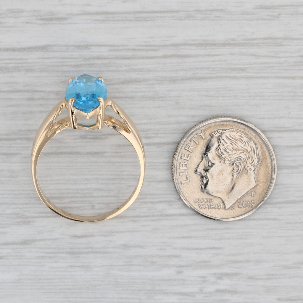Gray 2.90ct Blue Topaz Marquise Solitaire Ring 14k Yellow Gold Size 7