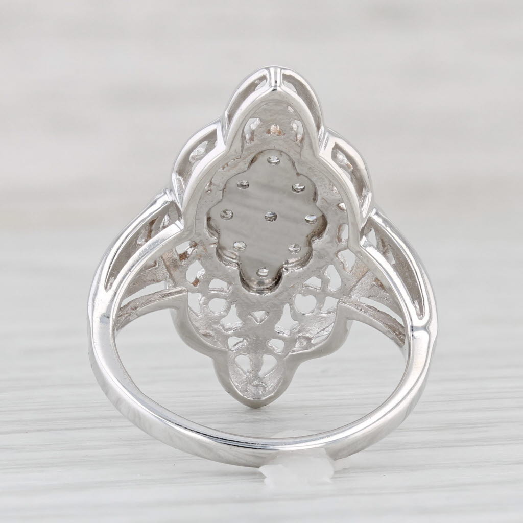 Light Gray Diamond Cluster Openwork Ring 10k White Gold Size 6.5 Cocktail