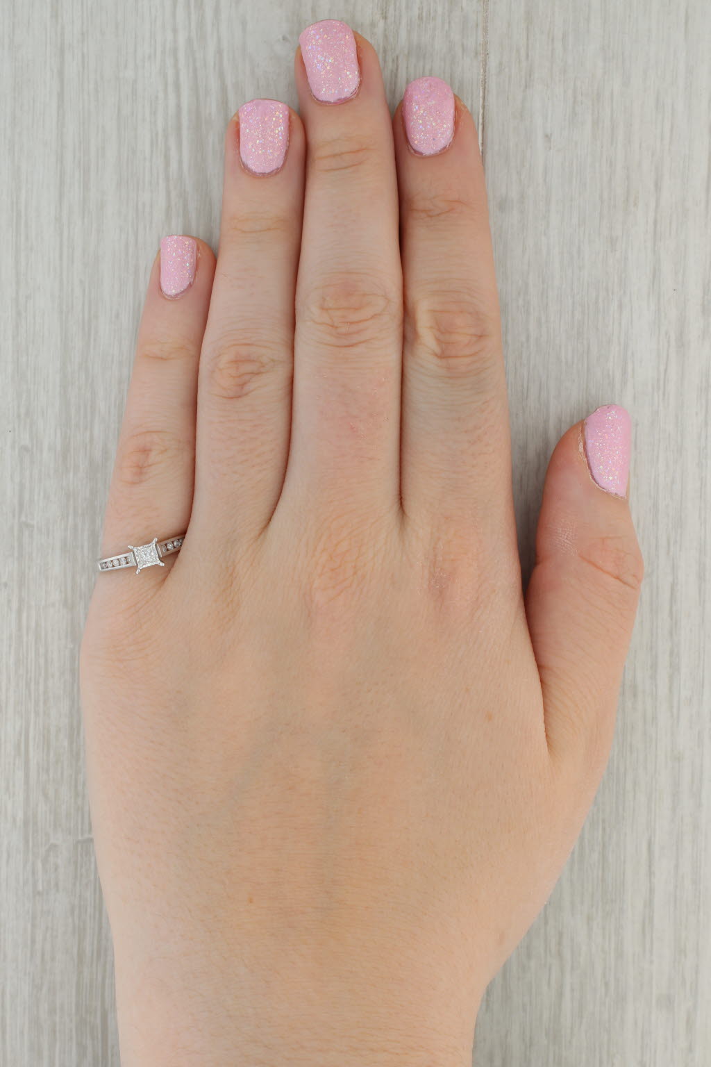 Tan 0.33ctw Princess Diamond Engagement Ring 10k White Gold Size 7