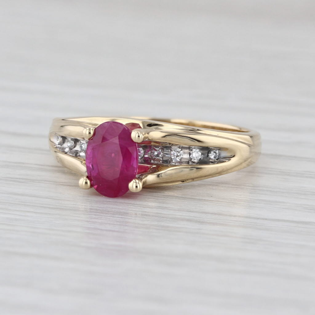 1.29ctw Oval Ruby Diamond Ring 14k Yellow Gold Size 7 Engagement