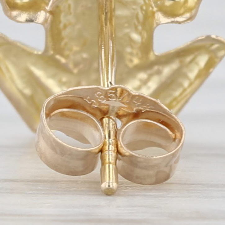 Frog Stud Earrings 14k Yellow Gold Studs