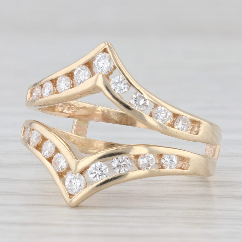 Light Gray 0.50ctw Diamond Ring Jacket Guard Wrap Bridal Wedding 14k Yellow Gold Size 7.75