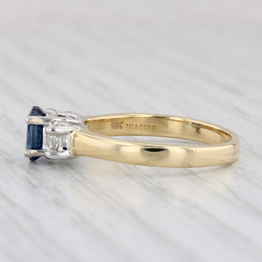 Light Gray 1.41ctw Oval Blue Sapphire Diamond Ring 18k Yellow Gold Size 8.25