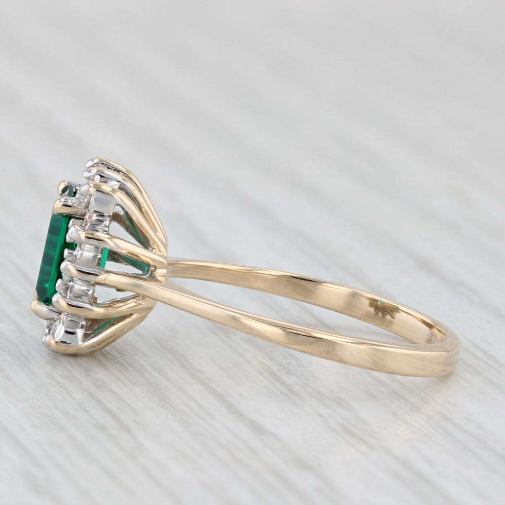 Light Gray 1.18ctw Lab Created Emerald Diamond Halo Ring 14k Yellow Gold Size 6 Engagement