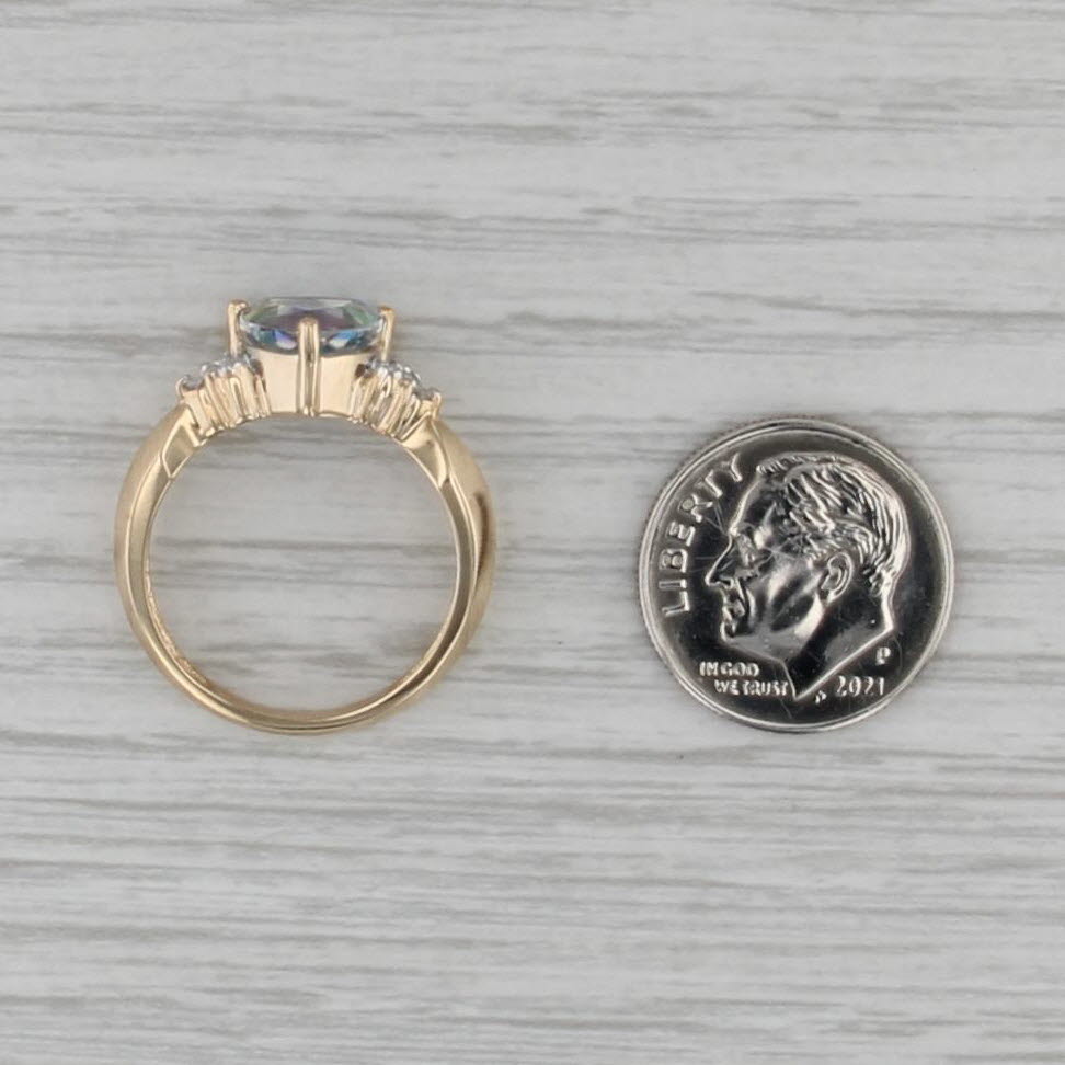 2.10ct Mystic Topaz Diamond Ring 10k Yellow Gold Size 7