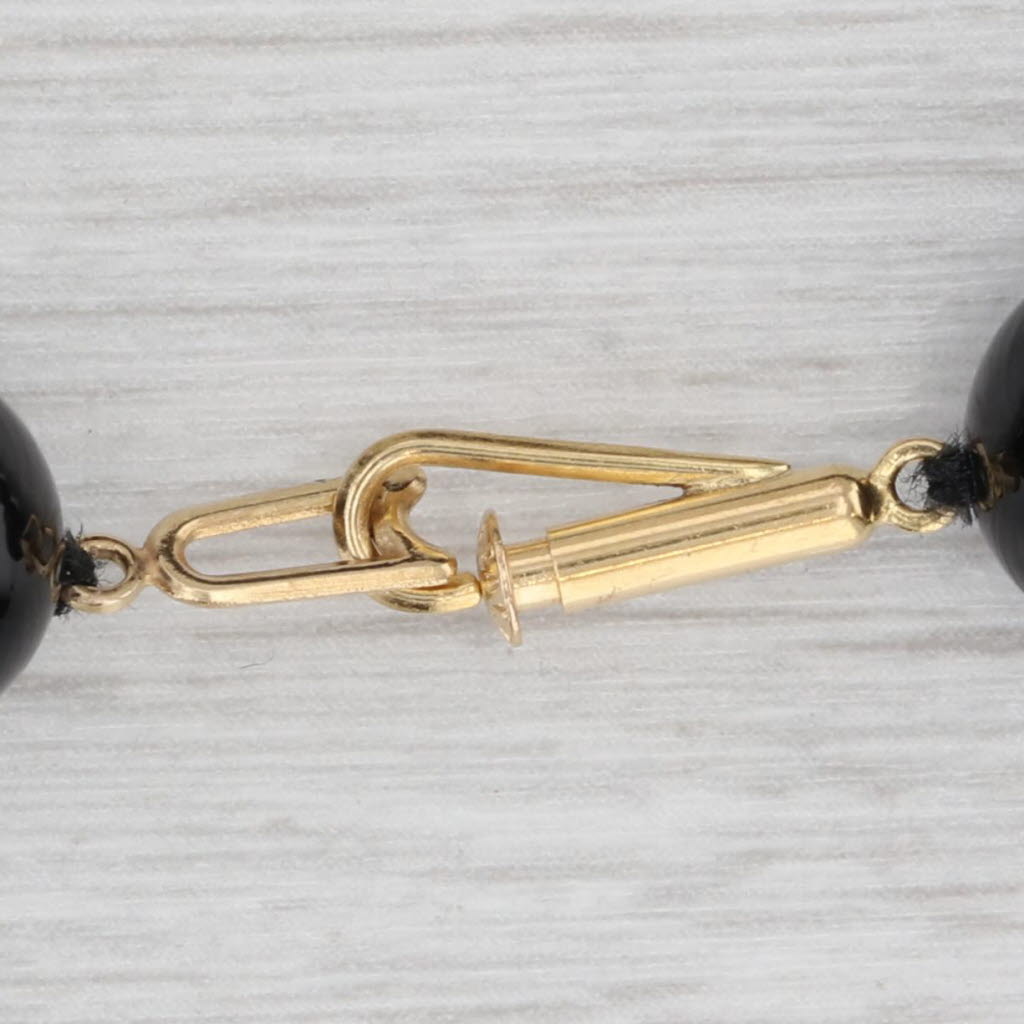 Onyx Bead Necklace 14k Yellow Gold 20" Statement Single Strand