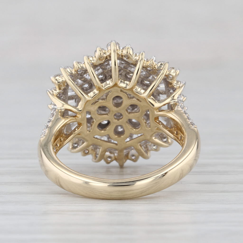 1.13ctw Diamond Cluster Halo Ring 14k Yellow Gold Size 6.25