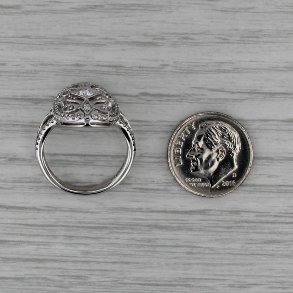 Simon G 0.73ctw Diamond Ornate Filigree Ring 18k White Gold Size 6.5