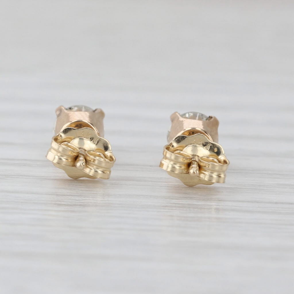 0.56ctw Diamond Stud Earrings 14k Yellow Gold Small Round Solitaire Studs