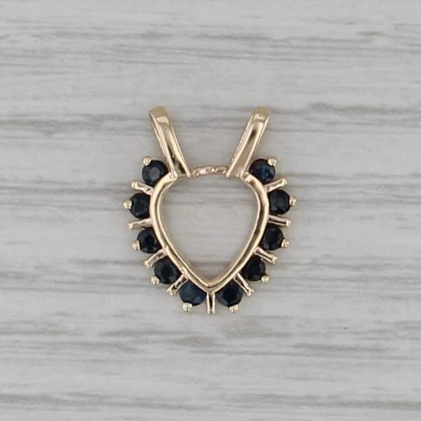 0.40ctw Blue Sapphire Open Heart Enhancer Pendant 10k Yellow Gold