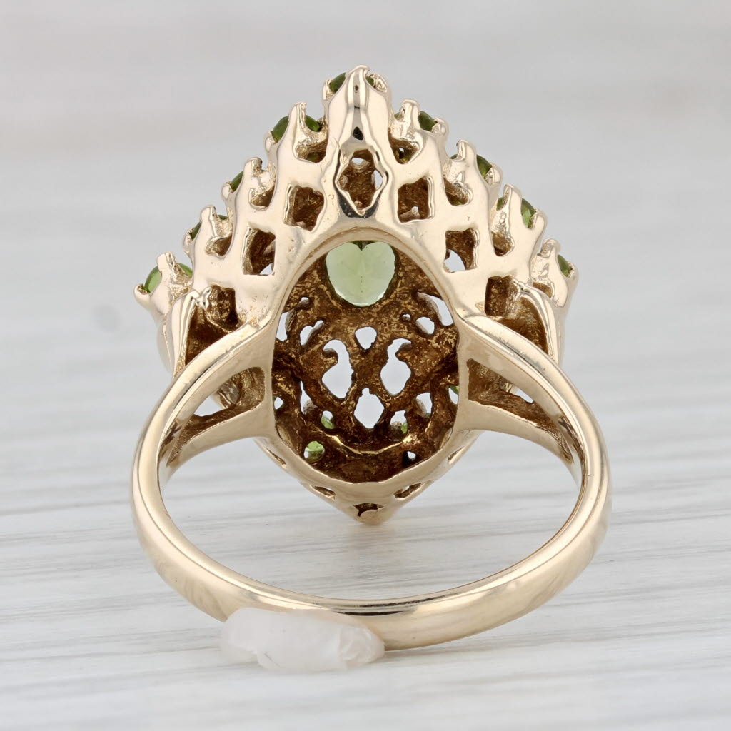 Light Gray 0.50ctw Peridot Glass Cocktail Ring 14k Yellow Gold Size 6 Vintage Style