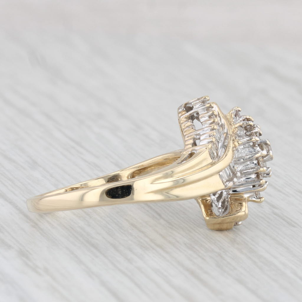 Light Gray 0.60ctw Diamond Cluster Bypass Ring 14k Yellow Gold Size 8.5