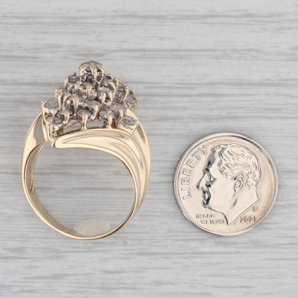 Gray 0.49ctw Diamond Cluster Bypass Ring 10k Yellow Gold Size 8.5 Cocktail