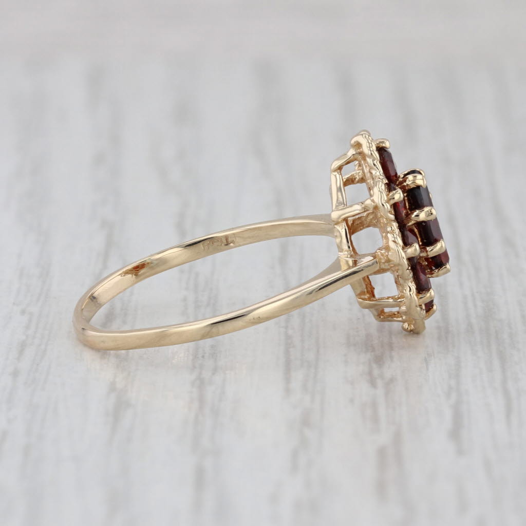 1.62ctw Garnet Flower Cluster Ring 14k Yellow Gold Size 9.25