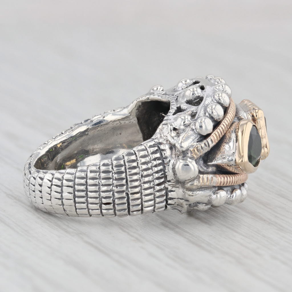 Light Gray Alwan Vahan 2.65ctw Diopside Citrine Cocktail Ring Sterling Silver 14k Gold