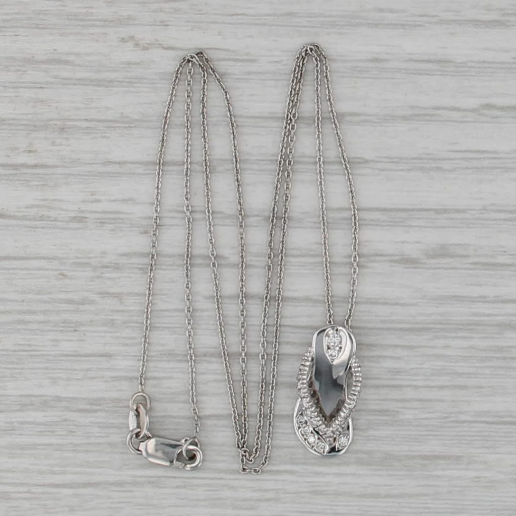 Roberto Coin Flip Flop Pendant Necklace 18k White Gold 16" Cable Chain