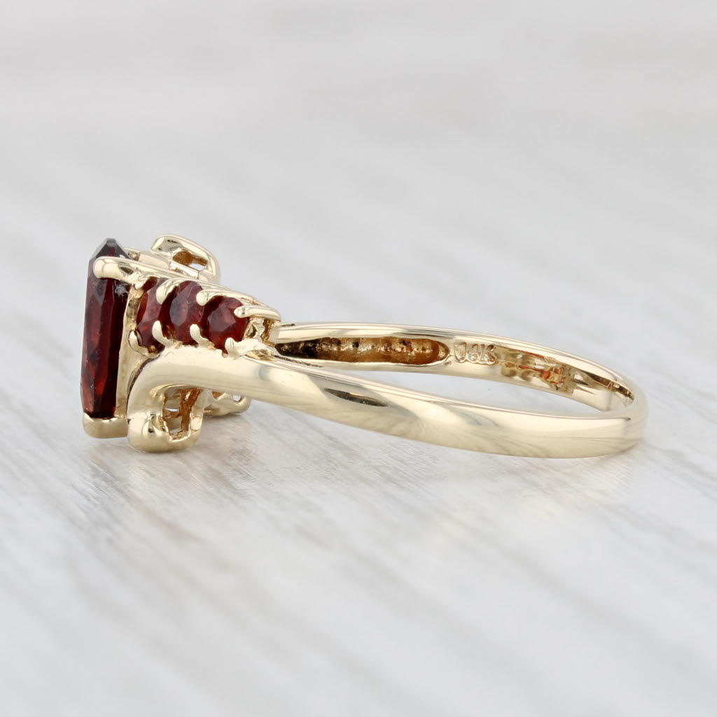 Light Gray 1.60ctw Pear Garnet Ring 14k Yellow Gold Size 8.25 Bypass