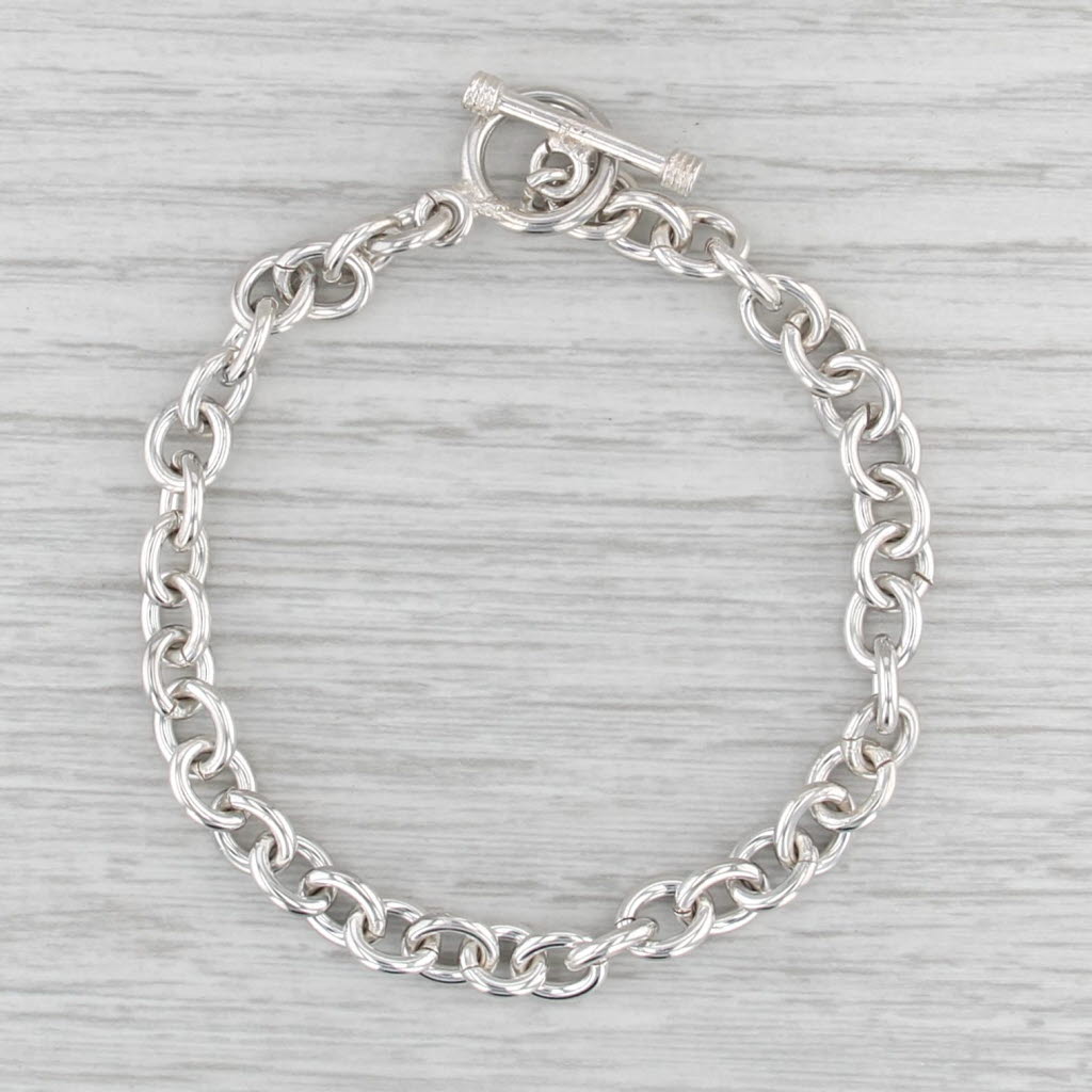 Sterling Silver Cable Chain Toggle Clasp 7.25" 6.6mm